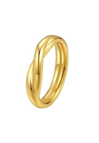 Happiness Boutique Damen Gekreuzter Ring | Gedrehter Ring in Goldfarbe | Edelstahlschmuck | Ring in Gold | Vergoldeter Kreuzring Happiness Boutique Damen Gekreuzter Ring | Gedrehter Ring in Goldfarbe | Edelstahlschmuck | Ring in Gold | Vergoldeter Kreuzring von Happiness Boutique