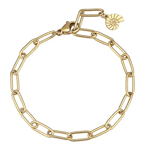 Happiness Boutique Damen Großgliedriges Armband in Goldfarbe Statement Armkette Edelstahlschmuck von Happiness Boutique