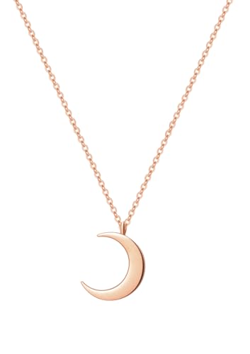 Happiness Boutique Damen Halbmond Kette in Rosegold | Zarte Kette mit Mond Anhänger Edelstahlschmuck von Happiness Boutique