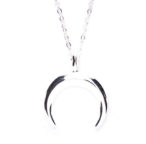 Happiness Boutique Damen Halbmond Kette mit Anhänger in Silberfarbe | Zarte Kette mit Anhänger Minimalist Edelstahlschmuck von Happiness Boutique