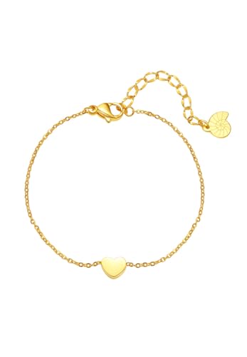 Happiness Boutique Damen Herz Armband in Goldfarbe | Zarte Armkette mit Herz Anhänger Edelstahlschmuck von Happiness Boutique