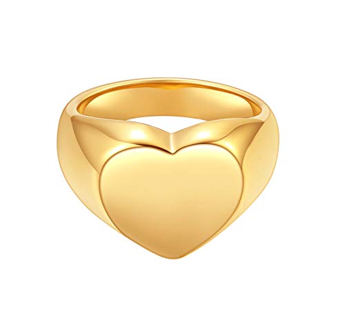 Happiness Boutique Damen Herz Ring in Goldfarbe Auffälliger Siegelring Edelstahlschmuck von Happiness Boutique