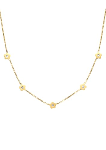 Happiness Boutique Damen Kette mit Blume Anhänger | Filigrane Blumen-Halskette aus Edelstahl in Gold - Rosegold, Silber | Wasserfeste Vergoldete Kette mit 5 Blumen Charms von Happiness Boutique