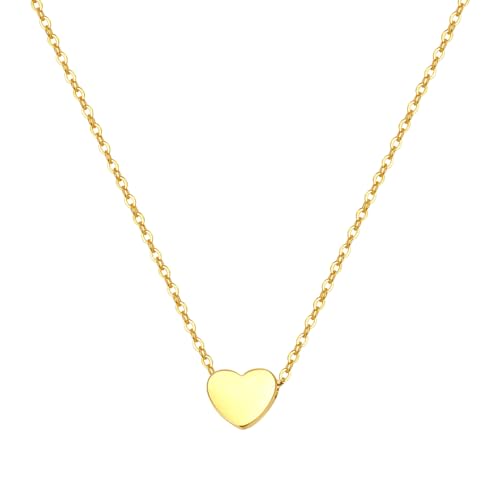 Happiness Boutique Damen Kette mit Herz Anhänger | Minimalist Kette mit Herz Charm Titanschmuck mit Gold Überzogen von Happiness Boutique