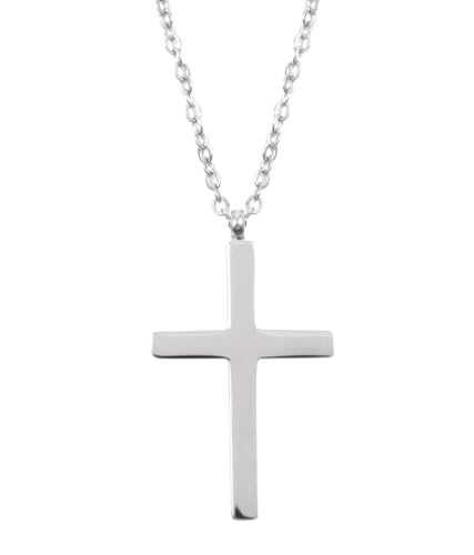 Happiness Boutique Damen Kette mit Kreuz Anhänger in Silberfarbe | Filligrane Halskette Edelstahlschmuck von Happiness Boutique