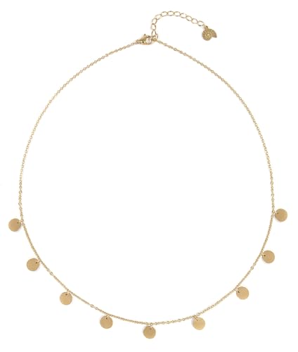 Happiness Boutique Damen Kette mit Mehreren Plättchen in Goldfarbe | Kette Runde Anhänger Geometrischer Schmuck von Happiness Boutique