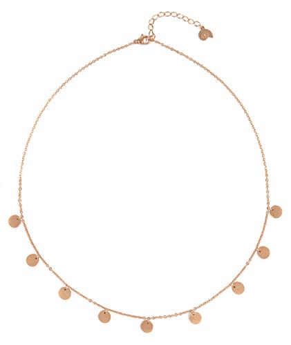 Happiness Boutique Damen Kette mit Mehreren Plättchen in Rosegold | Kette Runde Anhänger Geometrischer Schmuck von Happiness Boutique
