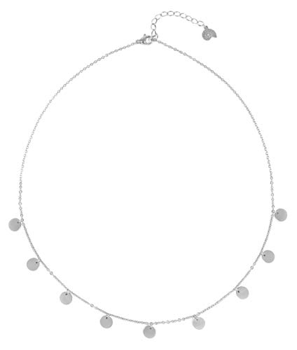 Happiness Boutique Damen Kette mit Mehreren Plättchen in Silberfarbe | Kette Runde Anhänger Geometrischer Schmuck von Happiness Boutique