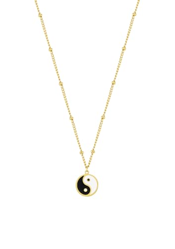 Happiness Boutique Damen Kette mit Yin Yang Anhänger | Wasserfeste Halskette mit Yin und Yang Symbol | Kugelkette mit Anhänger in Gold - Rosegold, Silber | Talisman Symbolischer Schmuck von Happiness Boutique