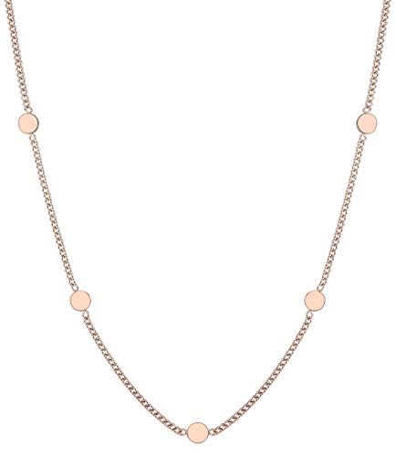 Happiness Boutique Damen Kleine Kreise Kette in Rosegold | Plättchen Kette Runde Anhänger Edelstahlschmuck von Happiness Boutique