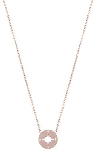 Happiness Boutique Damen Kompass Kette in Rosegold | Kette mit Kompass Anhänger Minimalist Schmuck aus Edelstahl von Happiness Boutique