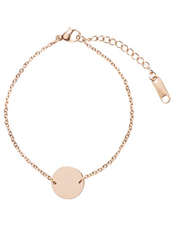 Happiness Boutique Damen Kreis Armband Minimalist | Rosegold Armband mit Plättchen Anhänger Geometrischer Schmuck von Happiness Boutique