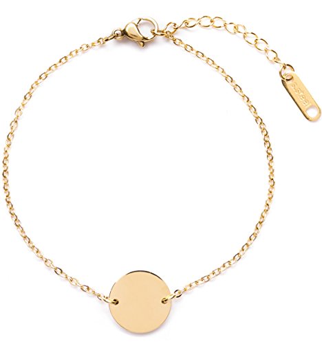 Happiness Boutique Damen Kreis Armband in Goldfarbe | Armband mit Plättchen Rund Disk Geometrischer Schmuck von Happiness Boutique