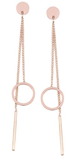 Happiness Boutique Damen Kreis Ohrringe Rosegold | Zarte Lange Stab Ohrringe Edelstahl Schmuck in Rosegold von Happiness Boutique