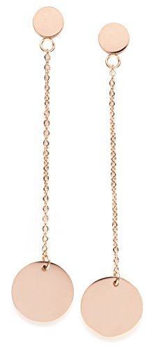 Happiness Boutique Damen Lange Ohrringe mit Plättchen in Rosegold | Kreis Ohrringe mit Kettchen und Disk Design von Happiness Boutique