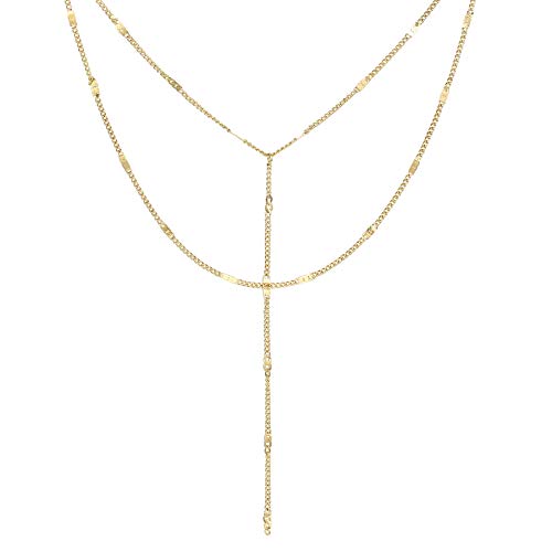 Happiness Boutique Damen Mehrreihige Kette Goldfarbe | Filigrane Y Kette Edelstahlschmuck Happiness Boutique Damen Mehrreihige Kette Goldfarbe | Filigrane Y Kette Edelstahlschmuck von Happiness Boutique