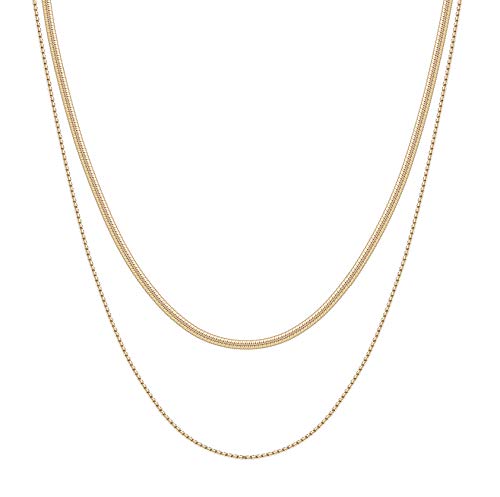 Happiness Boutique Damen Mehrreihige Kette in Goldfarbe Zweireihige Schlangenkette Minimalist Schmuck aus Edelstahl von Happiness Boutique