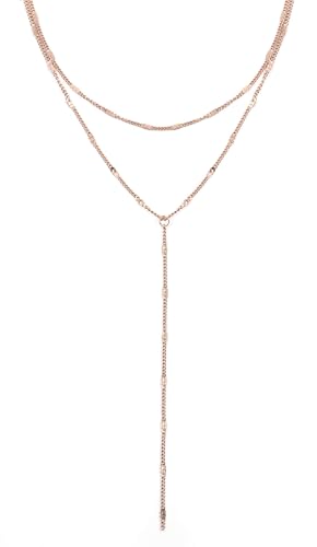 Happiness Boutique Damen Mehrreihige Kette in Rosegold | Zarte Y Kette Edelstahlschmuck von Happiness Boutique