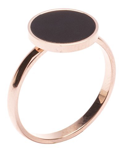 Happiness Boutique Damen Minimalist Ring mit Kreis in Schwarz | Rosegold Ring Schmuck aus Titan von Happiness Boutique