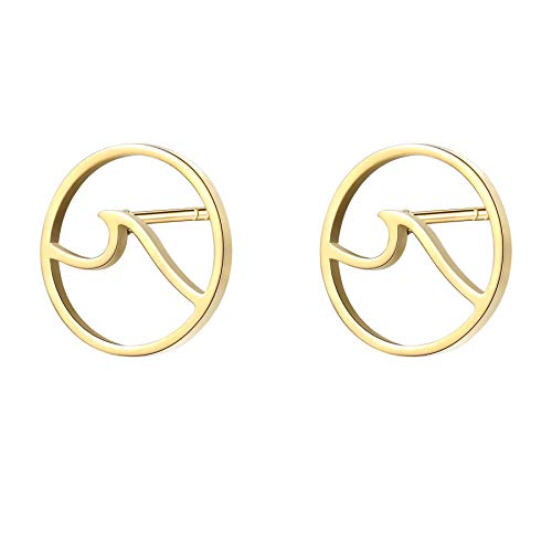 Happiness Boutique Damen Offen Kreis Ohrstecker Welle Frauen Ohrringe Edelstahlschmuck Goldfarbe von Happiness Boutique