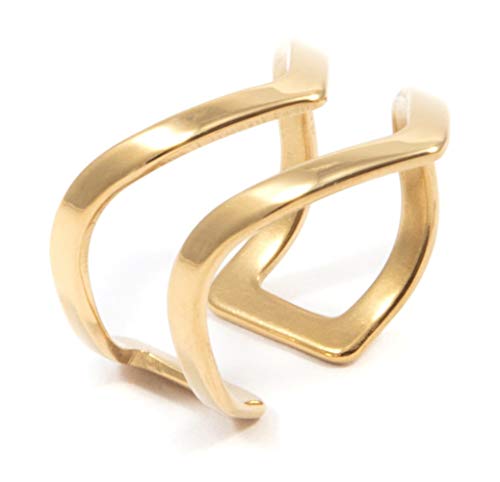 Happiness Boutique Damen Offener Ring in Goldfarbe | Statement Ring Doppel Chevron V Design von Happiness Boutique