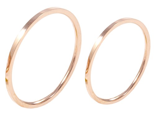 Happiness Boutique Damen Rosegold Ringe im Zarten Design | Minimalist Ring Set 2 Bandringe Edelstahlschmuck von Happiness Boutique