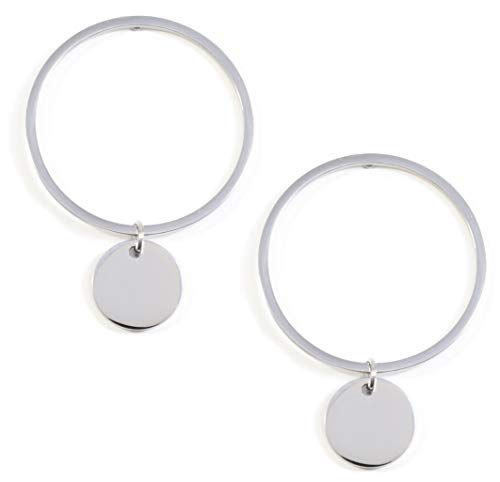 Happiness Boutique Damen Runde Ohrringe mit Plättchen in Silberfarbe | Kreis Ohrringe aus Edelstahl Geometrischer Schmuck von Happiness Boutique