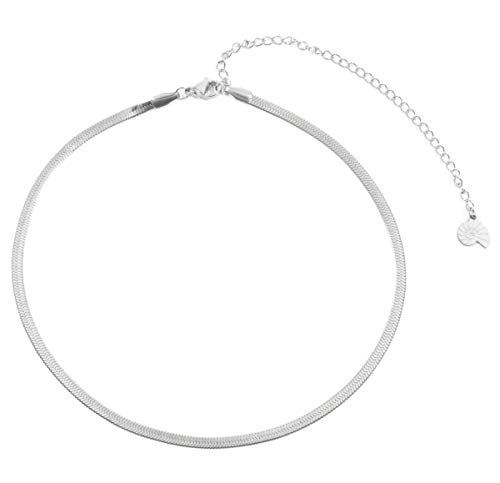 Happiness Boutique Damen Schlangenkette in Silberfarbe | Schlichte Choker Kette ohne Anhänger aus Edelstahl von Happiness Boutique