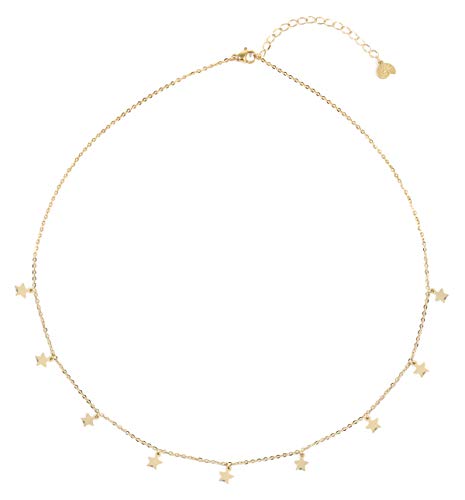 Happiness Boutique Damen Stern Kette in Goldfarbe | Zarte Kette mit Mehreren Stern Anhängern Edelstahlschmuck von Happiness Boutique