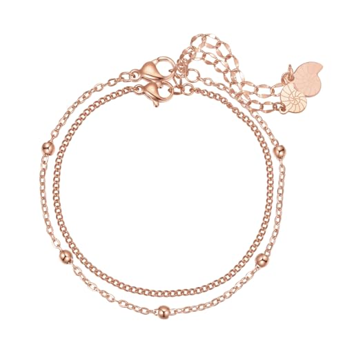 Happiness Boutique Damen Zarte Armbänder Rosegold | Filigrane Armketten 2-er Set aus Edelstahl von Happiness Boutique