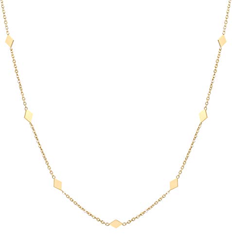 Happiness Boutique Damen Zarte Kette Rhombus in Goldfarbe | Feine Choker Kette mit Anhängern Edelstahlschmuck von Happiness Boutique