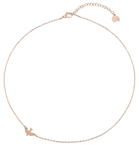 Happiness Boutique Damen Zarte Kette Schwalbe in Rosegold | Filigrane Kette mit Vogel Anhänger Edelstahlschmuck von Happiness Boutique