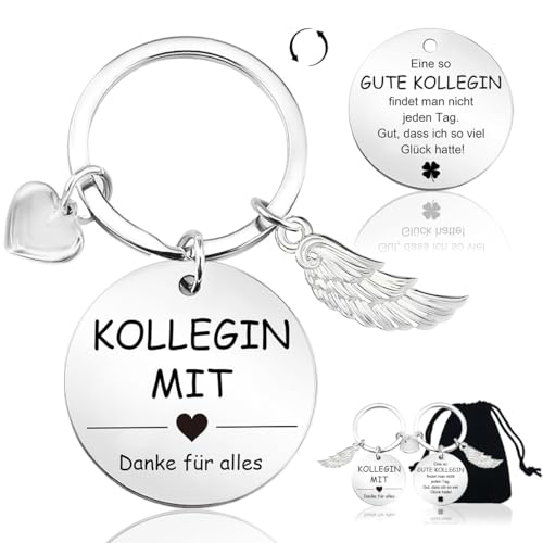 Happirra Beste Kollegin Geschenke, Schlüsselanhänger Schutzengel Glücksbringer, Abschied Lieblingskollegin Abschiedsgeschenk, Danke Geschenke für Arbeitskollegin Geburtstag Jobwechsel Neuer Job Rente von Happirra