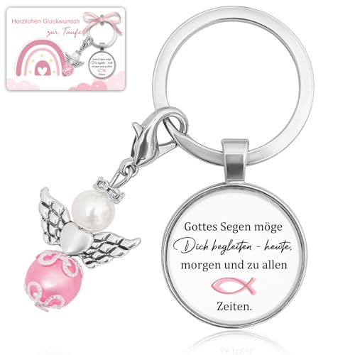 Happirra Taufgeschenke für Mädchen, Schlüsselanhänger Schutzengel Taufe Geschenk mit Karte Taufe Mädchen, Taufe Schlüsselanhänger Geschenk Taufe Mädchen von Happirra