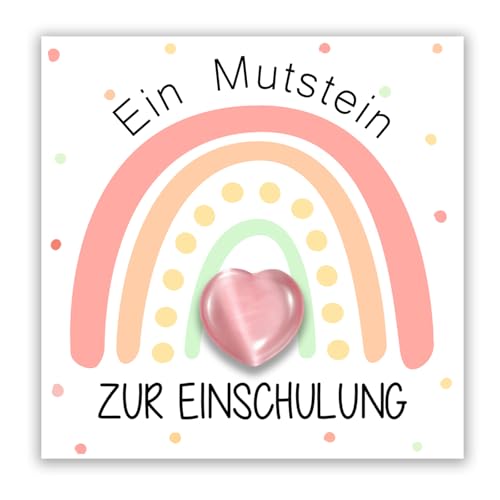 Mutstein für Kinder Einschulung - Schulkind 2025 Mädchen Geschenk, Glücksbringer Mutmacher Schulanfang Mutstein mit Karte Einschulung, Geschenke zur Einschulung Schultüte Mädchen Einschulungsgeschenk von Happirra