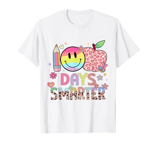 100 Days Smarter Happy 100. Schultag für Kinder, Jungen und Mädchen T-Shirt von Happy 100th Day Of School 100 Days Smarter Apparel