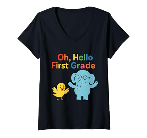 Damen cool Oh Hallo Erste Klasse Süße Kinder zum Schulanfang und Lehrer T-Shirt mit V-Ausschnitt Damen cool Oh Hallo Erste Klasse Süße Kinder zum Schulanfang und Lehrer T-Shirt mit V-Ausschnitt von Happy 1st Classroom Tees
