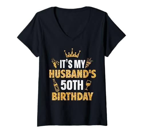 Damen Ehemann Es ist der 50. Geburtstag meines Mannes 1975 50 Jahre alt T-Shirt mit V-Ausschnitt Damen Ehemann Es ist der 50. Geburtstag meines Mannes 1975 50 Jahre alt T-Shirt mit V-Ausschnitt von Happy 50th Birthday Husband Gift From Wife