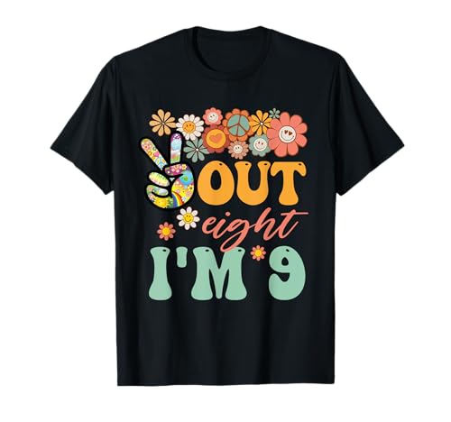 Peace Out Eight I'm 9 Groovy Happy Birthday Boy Girl T-Shirt Peace Out Eight I'm 9 Groovy Happy Birthday Boy Girl T-Shirt von Happy 9th Birthday Shirt For Boys Girls Hippie