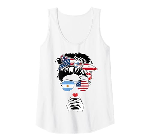 Damen Argentinische Amerikanische Kaffee Mama Mädchen Schwester Argentinien US-Flagge Tank Top Damen Argentinische Amerikanische Kaffee Mama Mädchen Schwester Argentinien US-Flagge Tank Top von Happy Argentina America Day Argentine American Tee