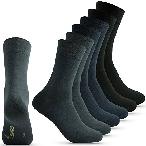 Happy Bavaria 6 Paar Bambus Socken Herren schwarz Bambussocken Damen schwarz blau 39-42 Viskose Antibakteriell ohne Gummibund Naht (gemischt, 39-42) von Happy Bavaria