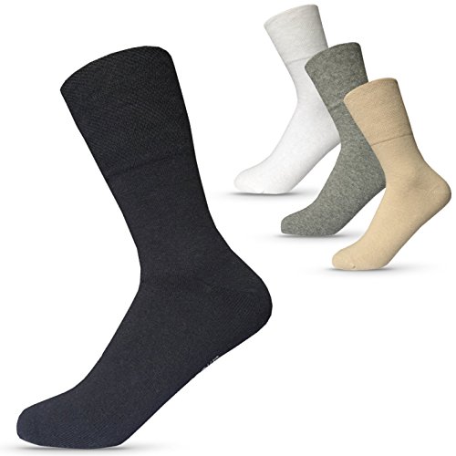 Happy Bavaria Damen Socken ohne Gummi Damensocken 100 baumwolle 35-38 schwarz mit weitem bund diabetikersocken diabetiker Comfort gummibund venenfreundlich naht 35 36 37 38 (6x, schwarz, 35-38) von Happy Bavaria