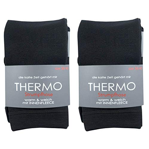 Happy Bavaria Damen Strumpfhose Thermo Unterwäsche Thermounterwäsche schwarz warme Thermostrumpfhose weich warm Fleece Baumwolle ski (2X, 38-40) von Happy Bavaria