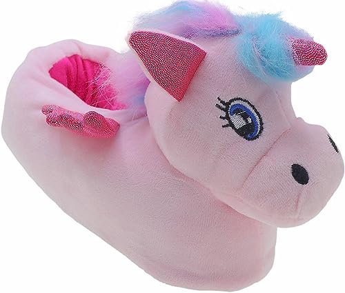 Kinder Witzige Hausschuhe Tier Schuhe Plüsch Schlappen Puschen Einhorn Nr. 853240 (pink, numeric_35) von Happy Bee