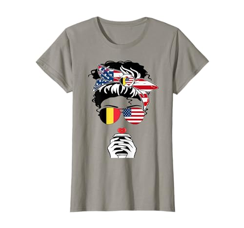Belgischer amerikanischer Kaffee Mama Mädchen Schwester Tante Belgien US-Flagge T-Shirt Belgischer amerikanischer Kaffee Mama Mädchen Schwester Tante Belgien US-Flagge T-Shirt von Happy Belgian-American Days Belgian American Pride