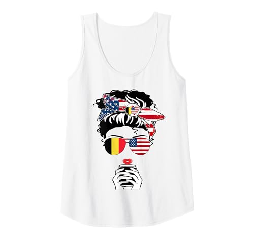 Damen Belgischer amerikanischer Kaffee Mama Mädchen Schwester Tante Belgien US-Flagge Tank Top Damen Belgischer amerikanischer Kaffee Mama Mädchen Schwester Tante Belgien US-Flagge Tank Top von Happy Belgian-American Days Belgian American Pride