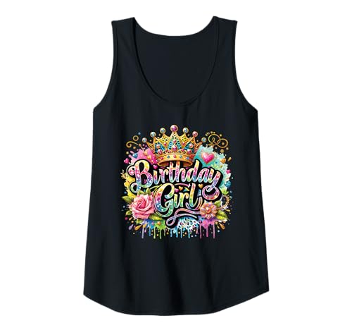 Damen Geburtstag Mädchen Blumenkrone Prinzessin Party Niedlich Mädchen Kinder Tank Top Damen Geburtstag Mädchen Blumenkrone Prinzessin Party Niedlich Mädchen Kinder Tank Top von Happy Birthday Apparel Co Cute Party Tees Girls