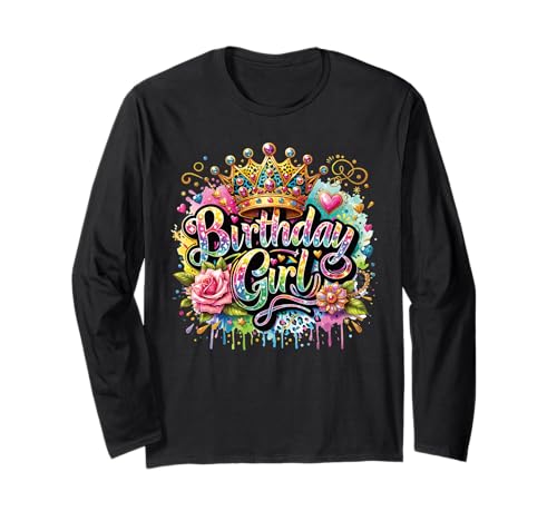 Geburtstag Mädchen Blumenkrone Prinzessin Party Niedlich Mädchen Kinder Langarmshirt Geburtstag Mädchen Blumenkrone Prinzessin Party Niedlich Mädchen Kinder Langarmshirt von Happy Birthday Apparel Co Cute Party Tees Girls