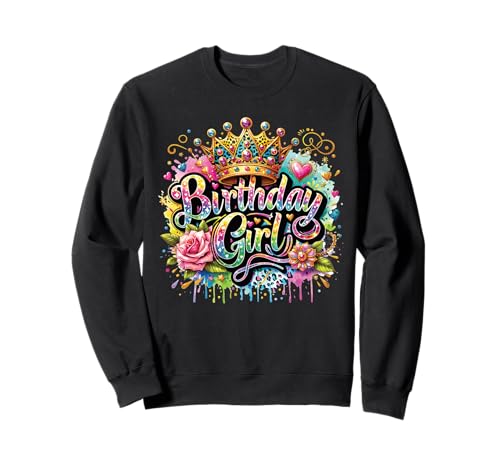 Geburtstag Mädchen Blumenkrone Prinzessin Party Niedlich Mädchen Kinder Sweatshirt Geburtstag Mädchen Blumenkrone Prinzessin Party Niedlich Mädchen Kinder Sweatshirt von Happy Birthday Apparel Co Cute Party Tees Girls