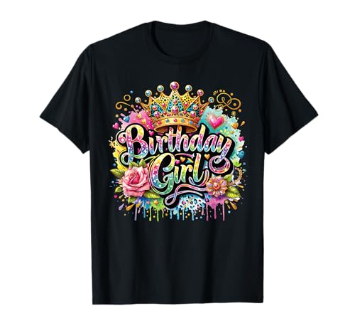 Geburtstag Mädchen Blumenkrone Prinzessin Party Niedlich Mädchen Kinder T-Shirt Geburtstag Mädchen Blumenkrone Prinzessin Party Niedlich Mädchen Kinder T-Shirt von Happy Birthday Apparel Co Cute Party Tees Girls